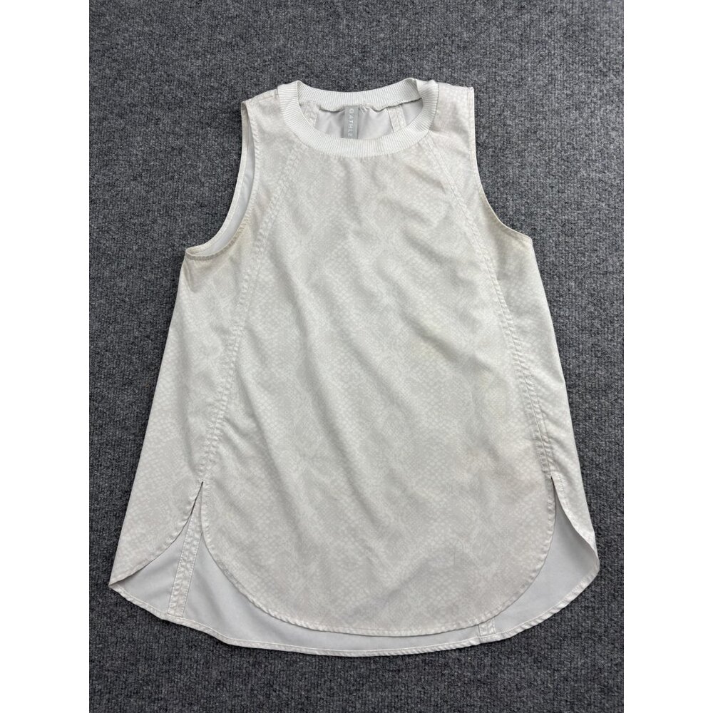Athleta Tank Top Womens XXS White Sleeveless Athletic Shirt Curved Hem Running